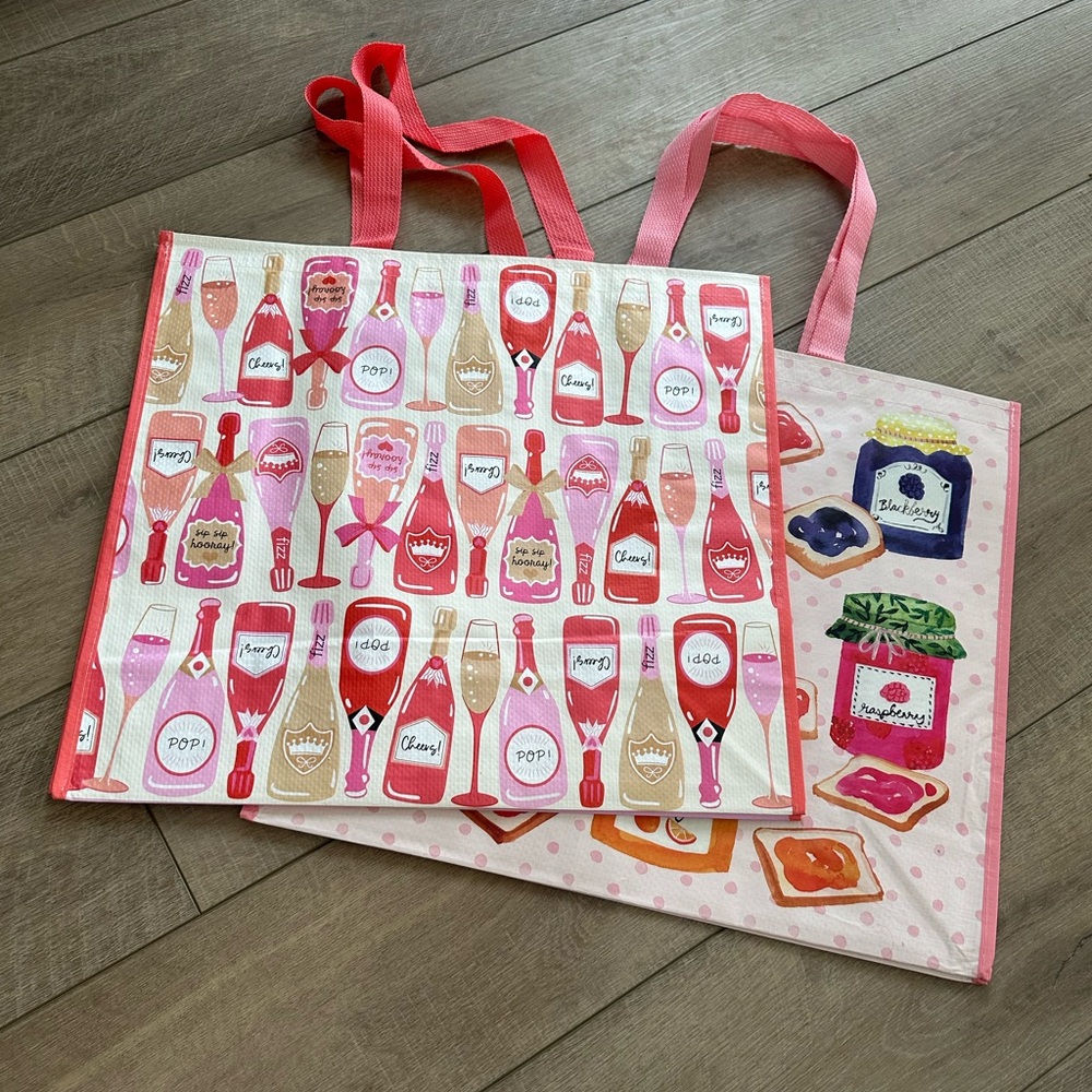 Homegoods TJMaxx Marshalls Viral Jam & Champagne Print Tote Bags Set of 2 NWOT